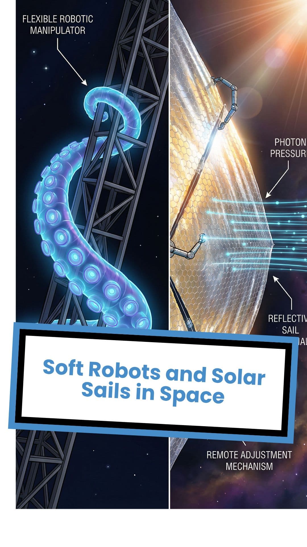 Soft Robots and Solar Sails in Space