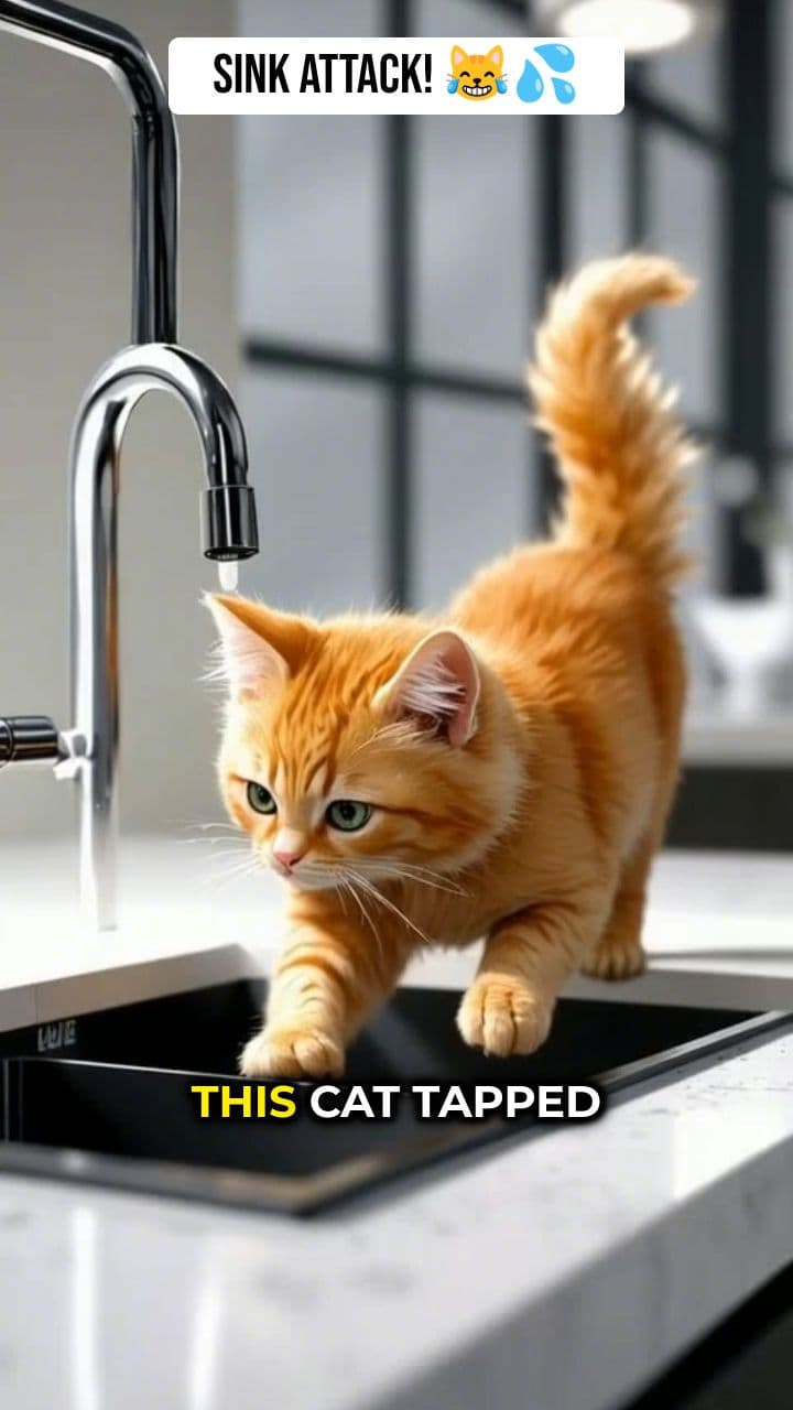 Cat Gets Sprayed by Sink, Dramatic Reaction 😹💦