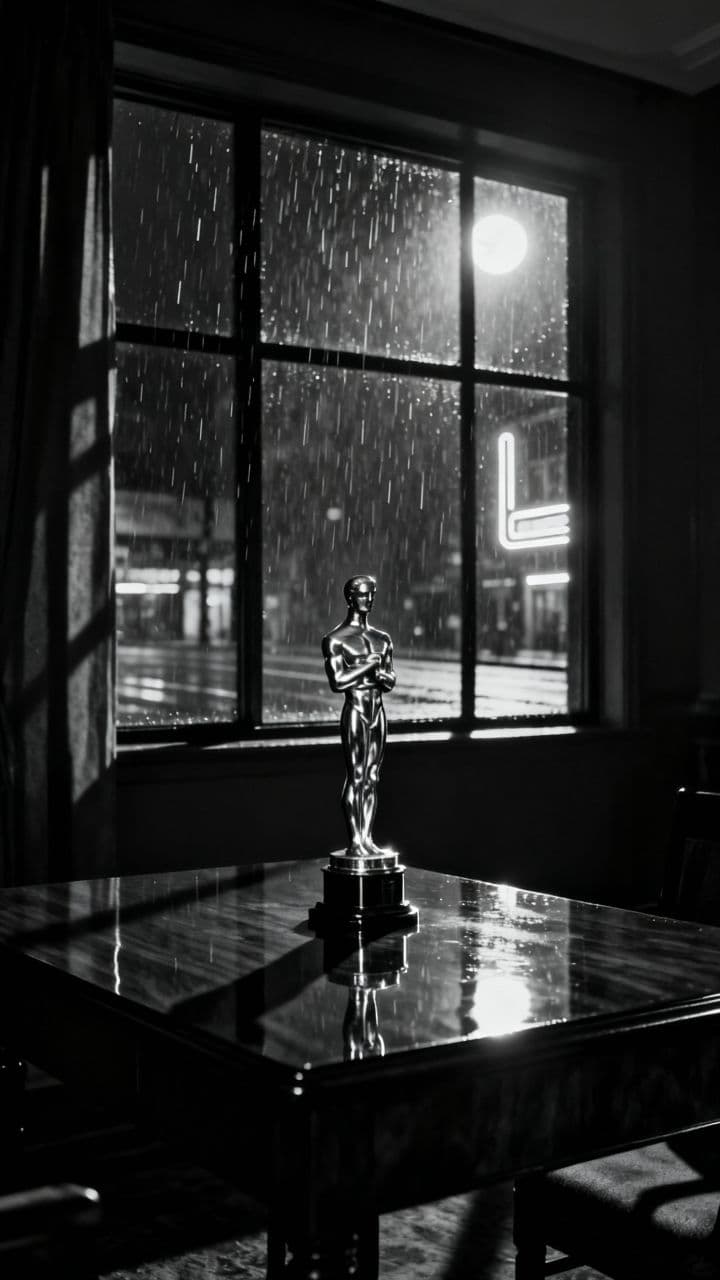 Oscar en carton, femme debout