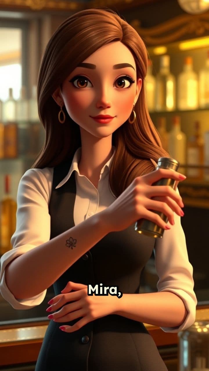 Mira's Vibrant Solitude Behind the Bar