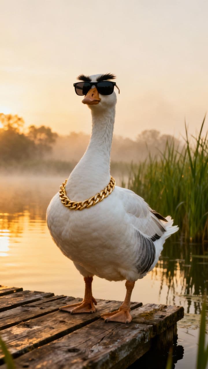 Serious Goose on the Pond