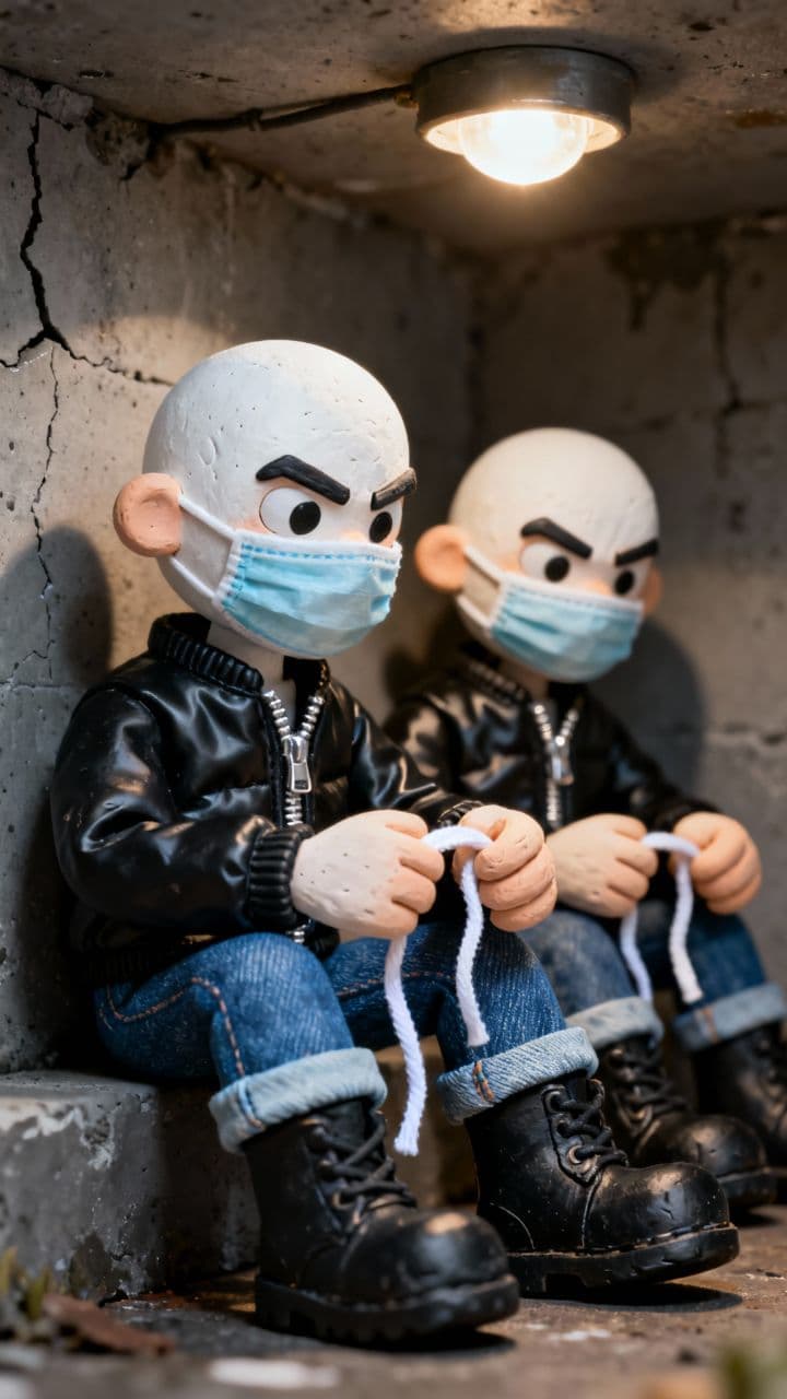 Basement Filming by Masked Skinheads