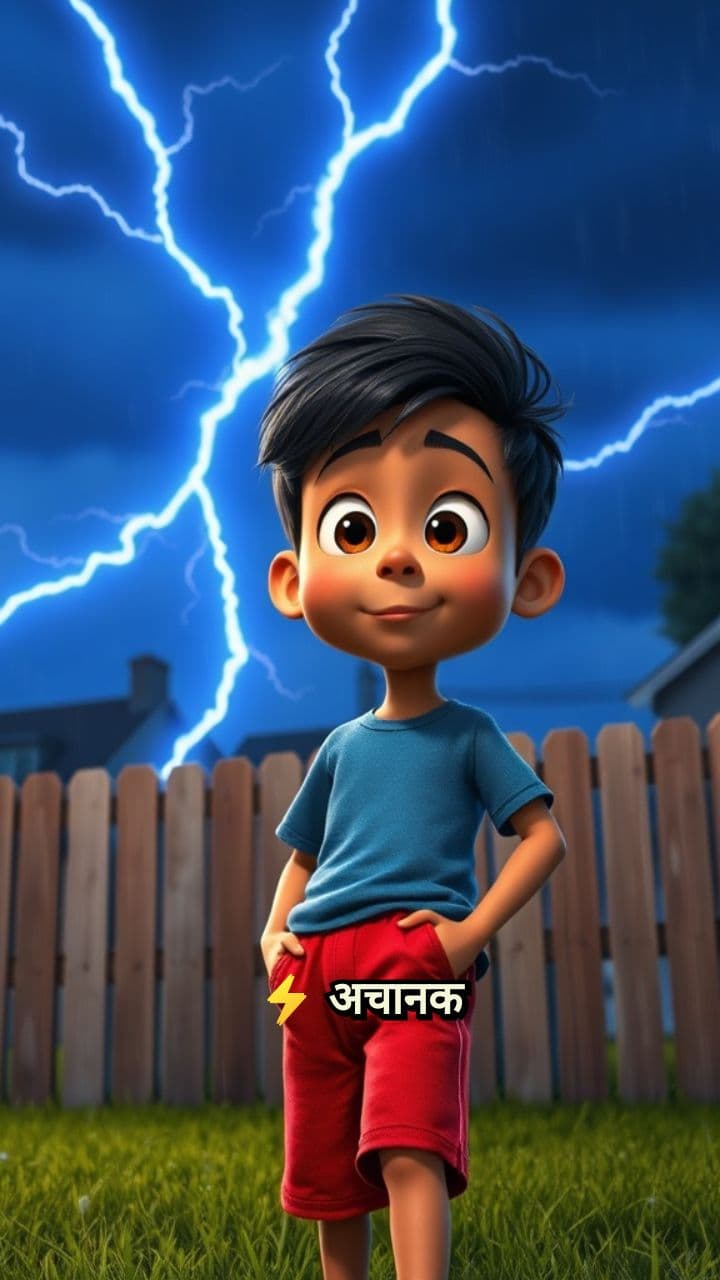 बिजली चमकी, बच्चा सुपरहीरो बना