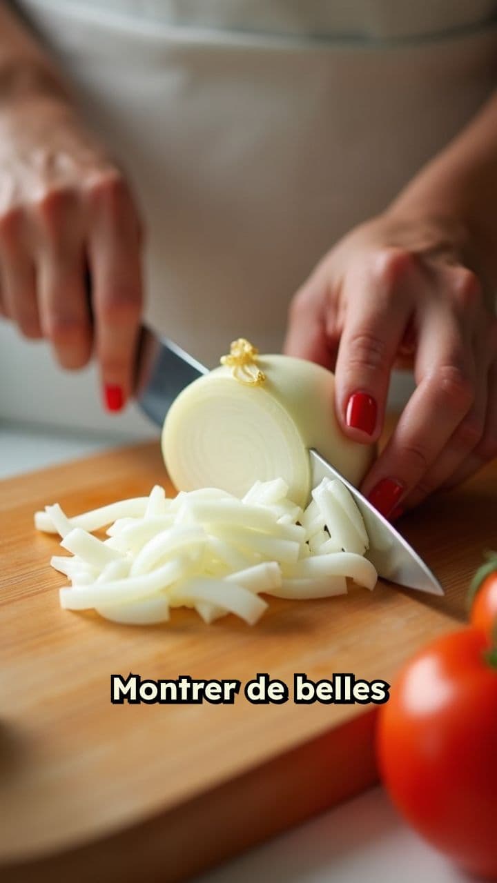 Découpe d'oignons élégante
