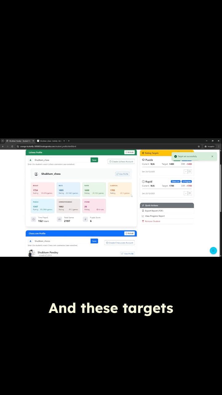 Real-Time Target Tracking for Chess Students