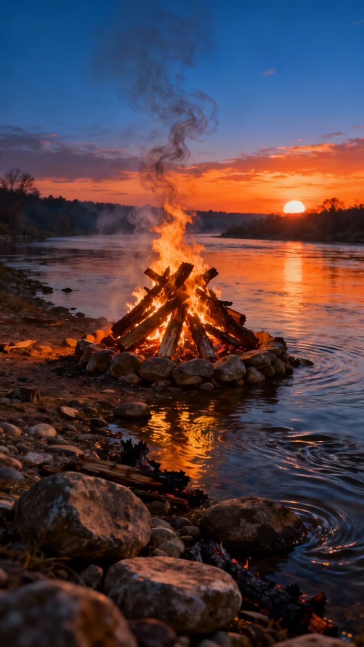 Campfire and a Burning Flame
