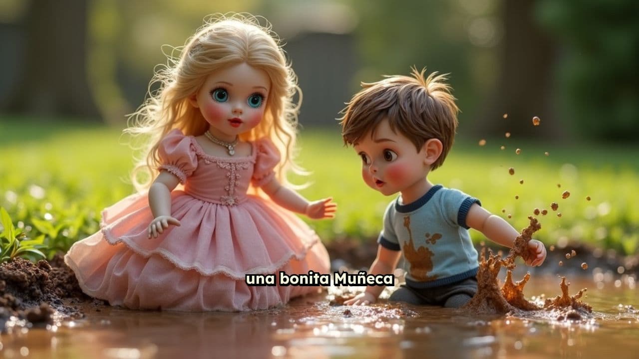 La muñeca traviesa en el lodo