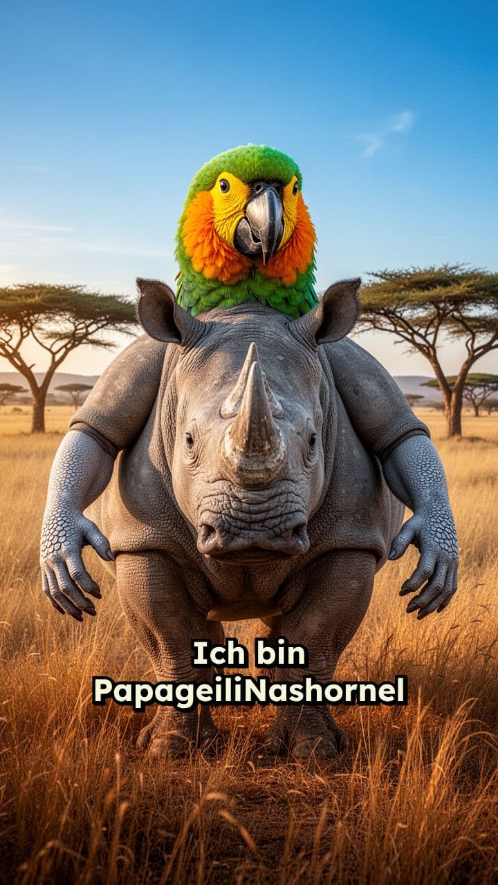 Papagei-Nashorn singt auf Motorrad