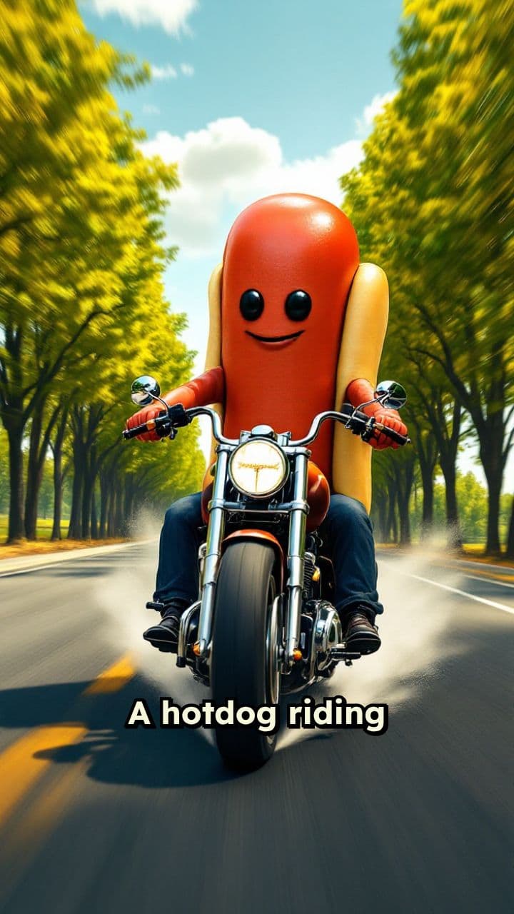 Hotdog on a Motorcycle Adventure