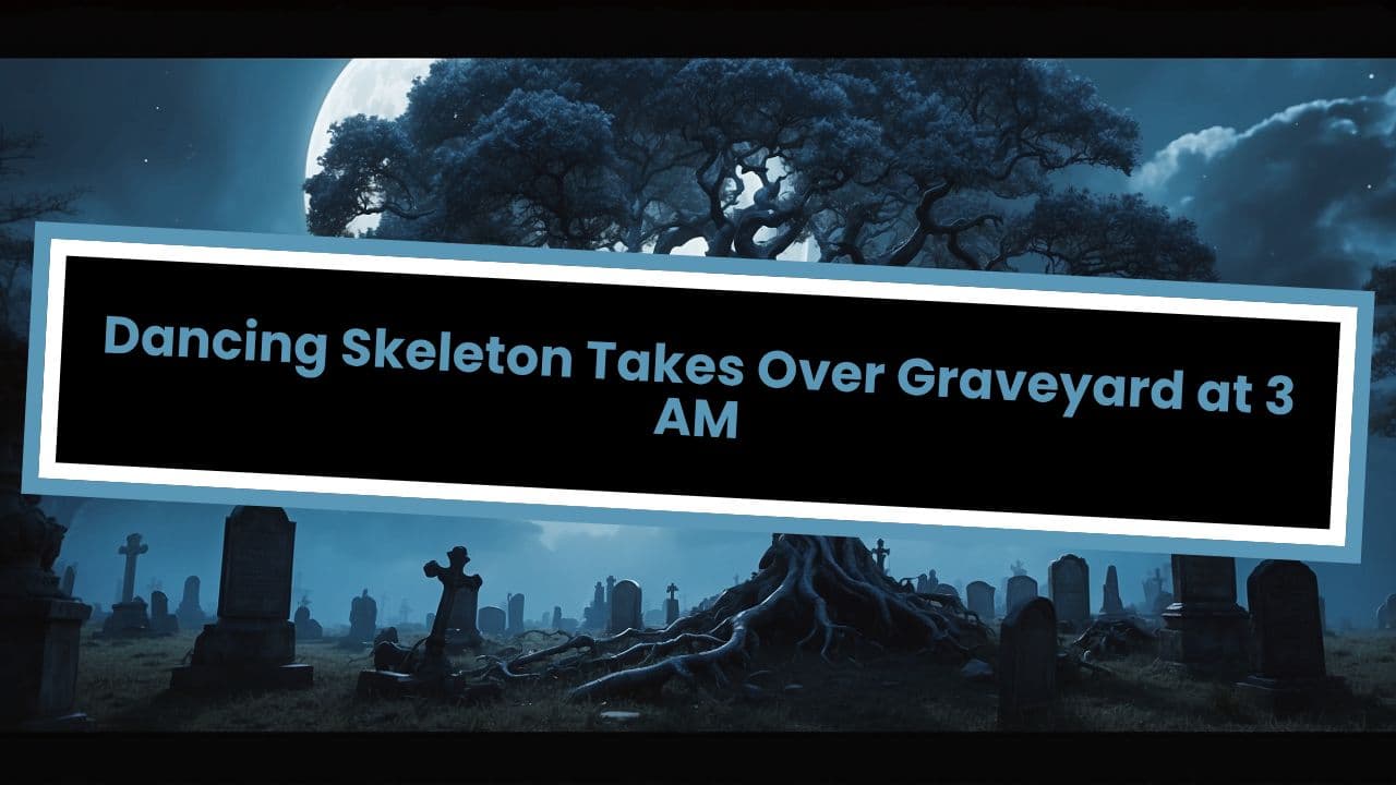 Dancing Skeleton Takes Over Graveyard at 3 AM