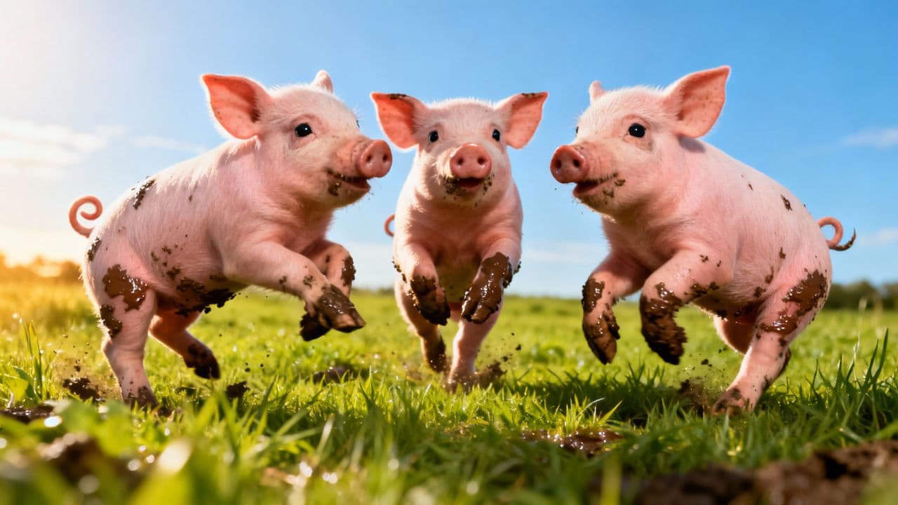 Playful Pigs in the Sun